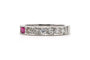 Bague 52 Alliance américaine des années 70 en or blanc 18 carats, rubis et diamants taille brillant 58 Facettes 23716