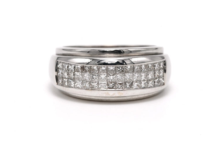 Bague 55 Bague contemporaine en or blanc 18 carats et diamants taille brillant (0,45 ct) 58 Facettes 23715