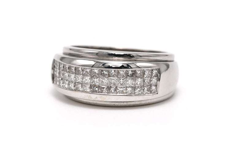 Bague 55 Bague contemporaine en or blanc 18 carats et diamants taille brillant (0,45 ct) 58 Facettes 23715