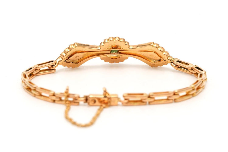 Bracelet Art Nouveau - Bracelet en or jaune 18 carats, émeraudes et perles 58 Facettes 23682