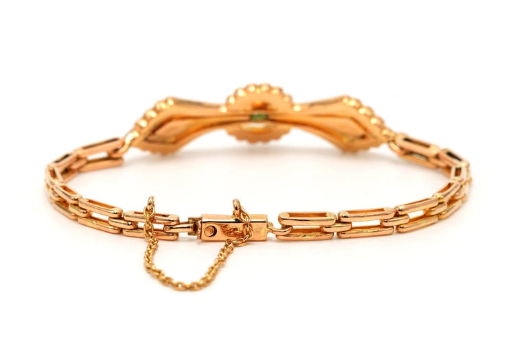 Bracelet Art Nouveau - Bracelet en or jaune 18 carats, émeraudes et perles 58 Facettes 23682