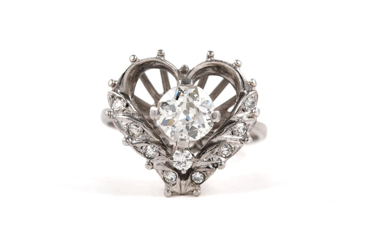 Bague 55 Bague des années 70 en or blanc 18 carats, diamants taille ancienne et 8/8 58 Facettes 23770