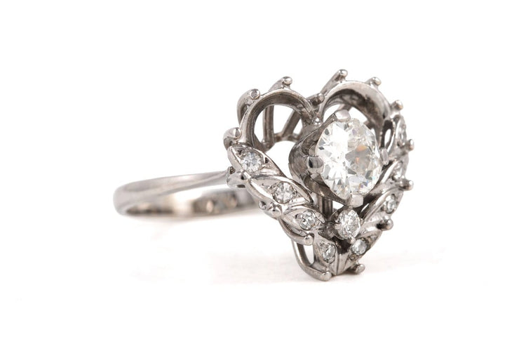 Bague 55 Bague des années 70 en or blanc 18 carats, diamants taille ancienne et 8/8 58 Facettes 23770