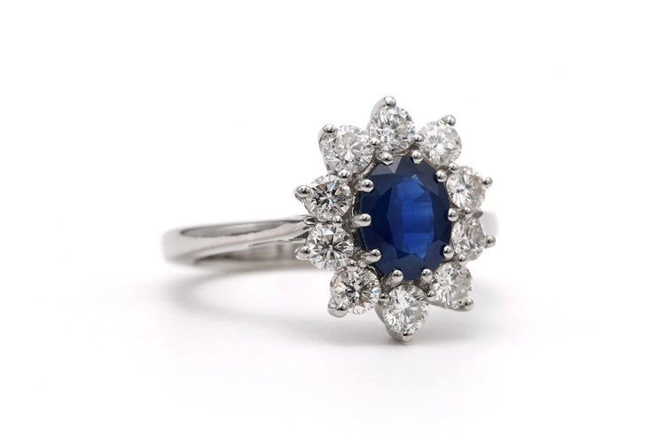 Bague 55 Bague contemporaine en or blanc 18 carats, saphir et diamants 58 Facettes 23713