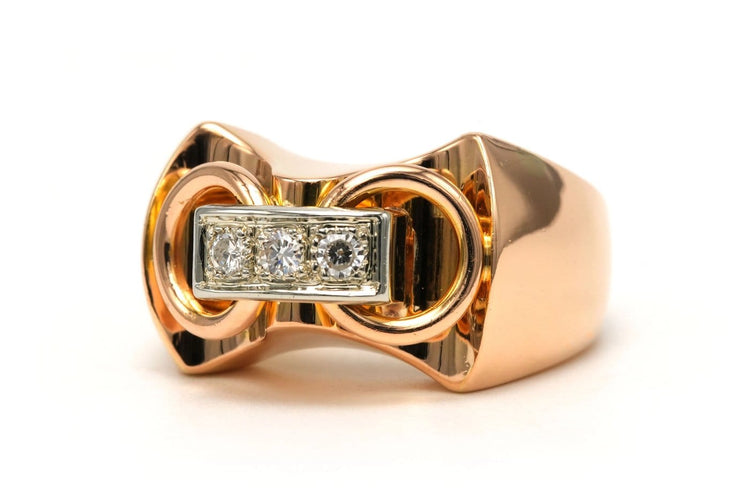 Bague 56 Art déco - Bague en or jaune 18 carats et diamants 58 Facettes 23799