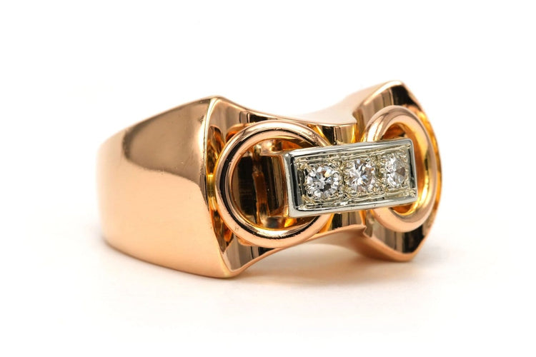 Bague 56 Art déco - Bague en or jaune 18 carats et diamants 58 Facettes 23799