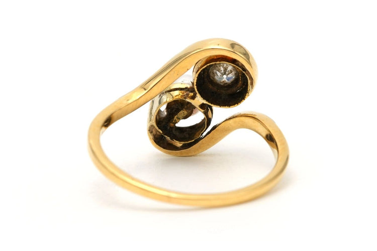 Bague 54 Bague Art nouveau, or blanc et jaune 18 carats, perle et diamants taille ancienne 58 Facettes B882