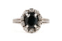 Bague 56 Bague des années 70 en or blanc 18 carats, saphir et diamants taille 8/8 58 Facettes 23844