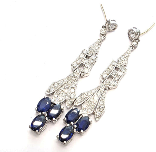 Boucles d'oreilles en platine avec saphirs et diamants 58 Facettes 103/26 B