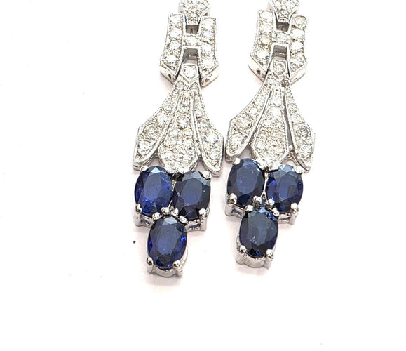Boucles d'oreilles en platine avec saphirs et diamants 58 Facettes 103/26 B