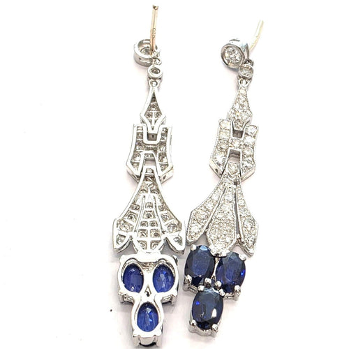 Boucles d'oreilles en platine avec saphirs et diamants 58 Facettes 103/26 B