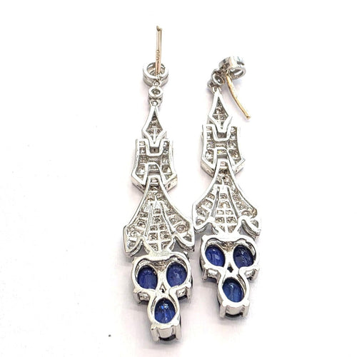 Boucles d'oreilles en platine avec saphirs et diamants 58 Facettes 103/26 B