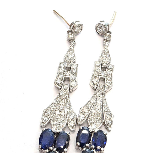 Boucles d'oreilles en platine avec saphirs et diamants 58 Facettes 103/26 B
