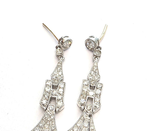 Boucles d'oreilles en platine avec saphirs et diamants 58 Facettes 103/26 B