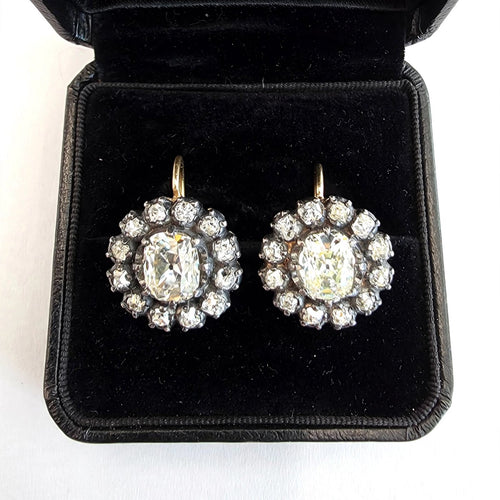 Boucles d'oreilles en or jaune 18 ct, platine et diamants 58 Facettes 429/26 N SHD