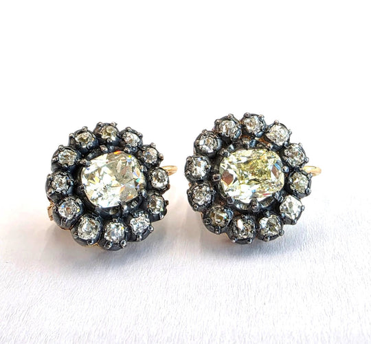 Boucles d'oreilles en or jaune 18 ct, platine et diamants 58 Facettes 429/26 N SHD