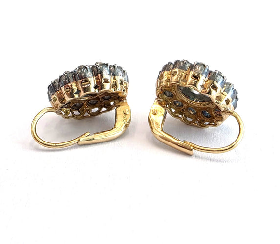 Boucles d'oreilles en or jaune 18 ct, platine et diamants 58 Facettes 429/26 N SHD