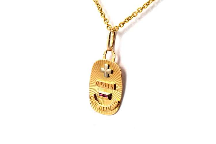 Pendentif Années 50 - Pendentif en or jaune 18 carats et rubis 58 Facettes B897