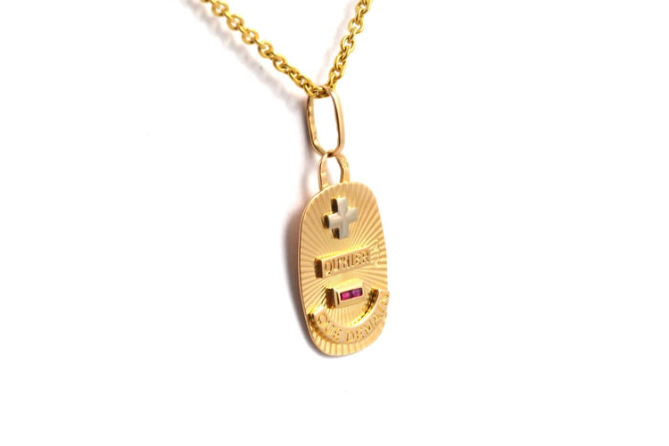 Pendentif Années 50 - Pendentif en or jaune 18 carats et rubis 58 Facettes B897