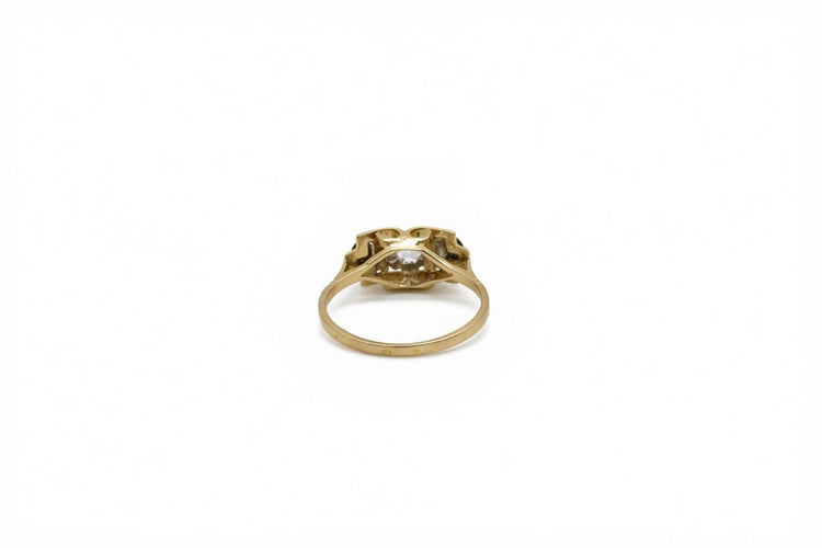 54 Bague ancienne solitaire en or jaune et gris 18 carats avec zircon 58 Facettes BAG-1108-02