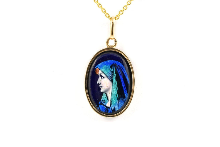 Années 50 - Pendentif en or jaune 18 carats et émail 58 Facettes 23905