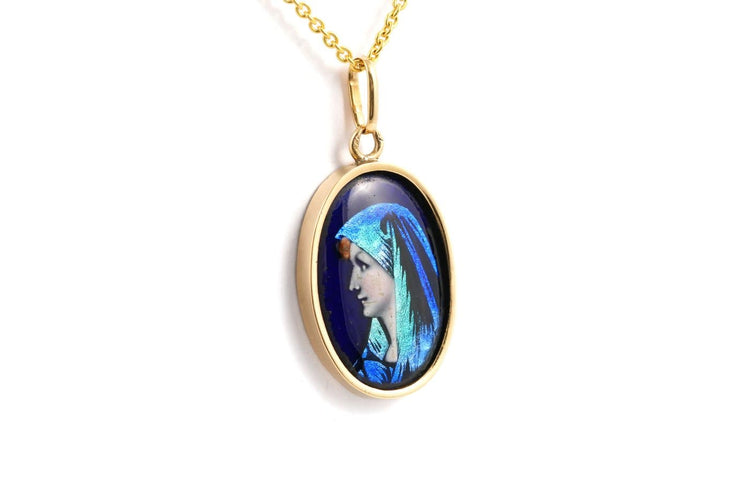 Années 50 - Pendentif en or jaune 18 carats et émail 58 Facettes 23905