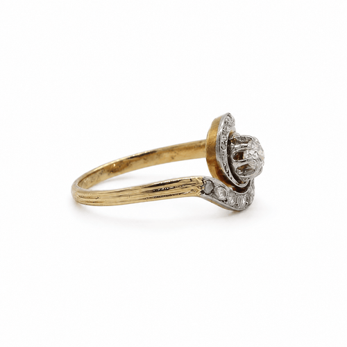 52 Bague tourbillon en or jaune et gris avec diamants 58 Facettes BAG-1108-014