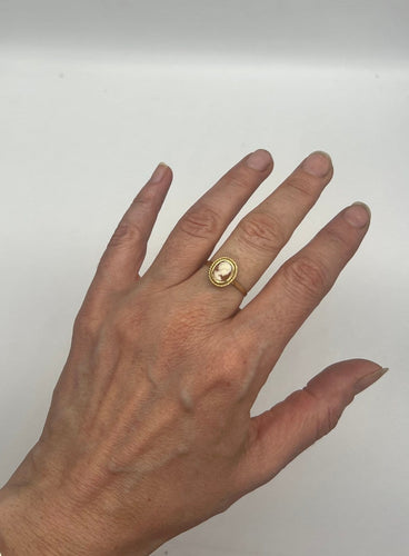 57 Bague camée ovale en or jaune 750 58 Facettes BAG-1108-05