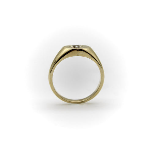 Bague 53 Signature - Chevalière cœur en or 14K et diamant cœur 58 Facettes 11187