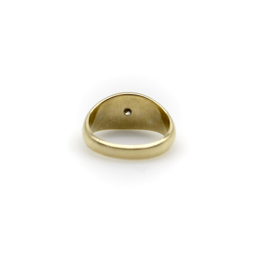 Bague 53 Signature - Chevalière ovale en or 14K et diamant cœur 58 Facettes 11188