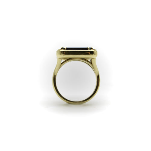 Bague 54 Josephine Baker - Bague intaille agate en or 18 ct, émail et rubis 58 Facettes 11189