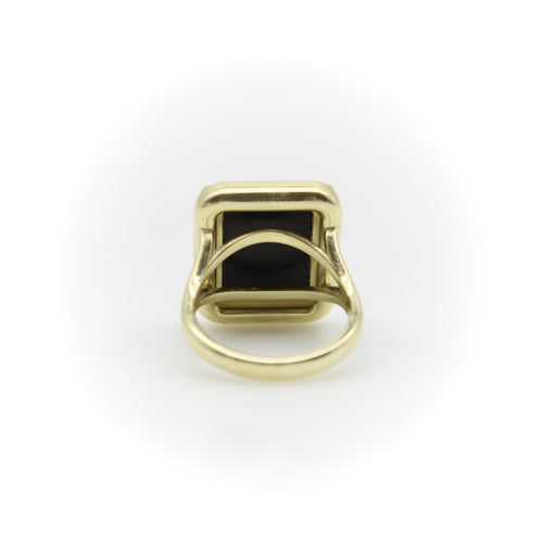 Bague 54 Josephine Baker - Bague intaille agate en or 18 ct, émail et rubis 58 Facettes 11189