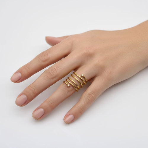 Bague 54 Gurhan Rain - Bague spirale en or 22K et diamants 58 Facettes 11190
