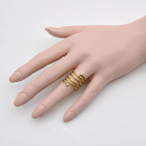 Bague 54 Gurhan Rain - Bague spirale en or 22K et diamants 58 Facettes 11190