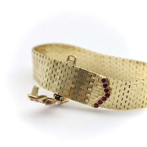 Bracelet Bracelet boucle rétro en or 14K, rubis et diamants 58 Facettes 11191