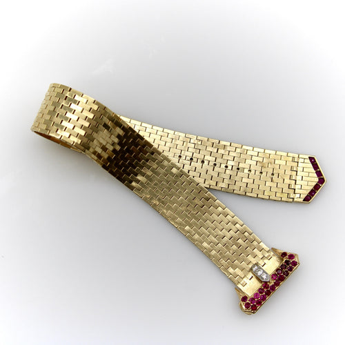 Bracelet Bracelet boucle rétro en or 14K, rubis et diamants 58 Facettes 11191
