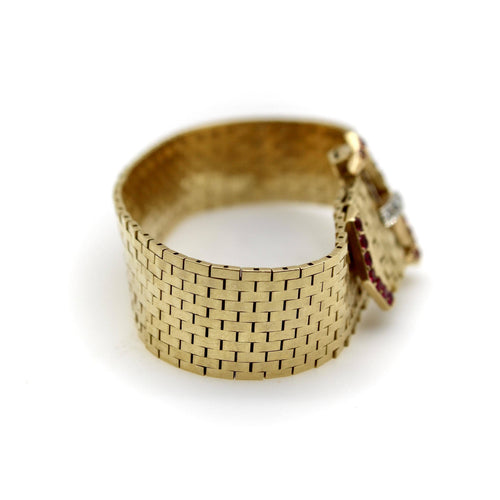 Bracelet Bracelet boucle rétro en or 14K, rubis et diamants 58 Facettes 11191