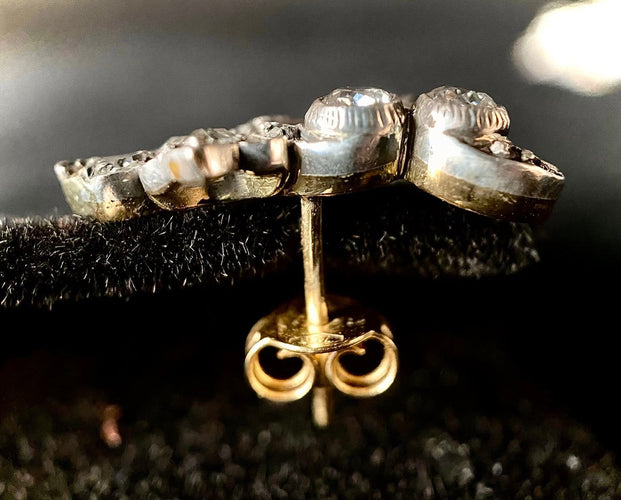 Boucles d'oreilles Boucles d’oreilles anciennes en or jaune, platine et diamants 58 Facettes Boucles 9