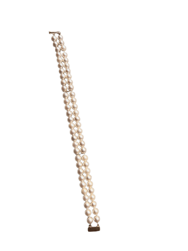 Bracelet 2 rangs de perles Akoya en or jaune 18K 58 Facettes Saane
