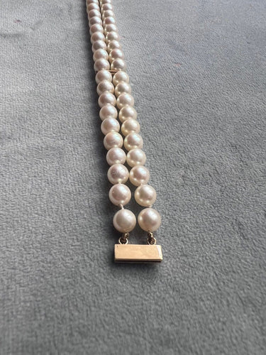 Bracelet 2 rangs de perles Akoya en or jaune 18K 58 Facettes Saane