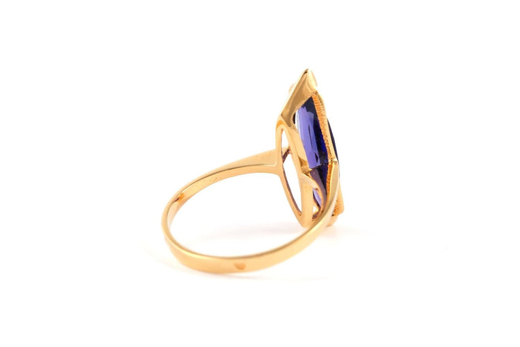 53 Bague contemporaine en or jaune 18 carats et améthyste 58 Facettes B892