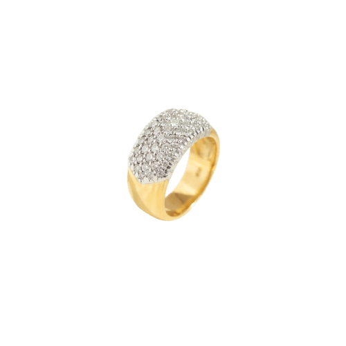 Bague large en or jaune 585 avec diamants