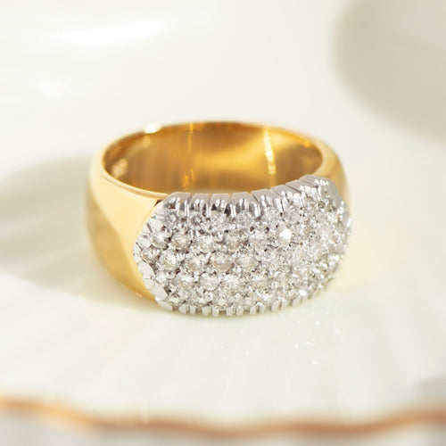 60 Bague large en or jaune 585 avec diamants 58 Facettes HJ062619