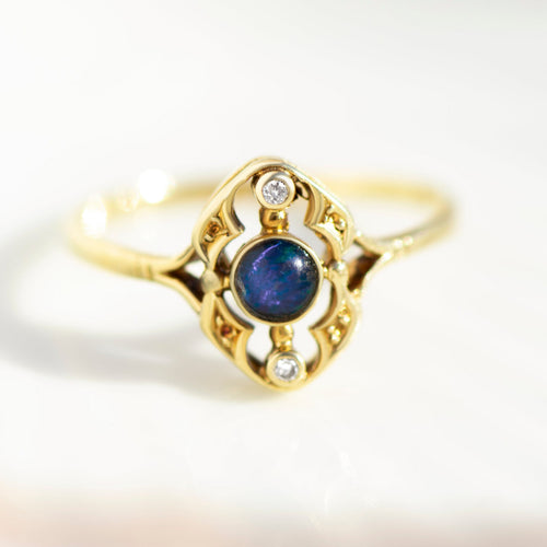 58 Bague opale et diamants en or jaune 585 58 Facettes HJ062629