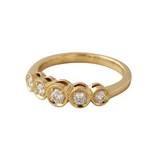 Bague cinq diamants en or jaune 750
