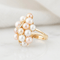 Bague grappe de perles en or jaune 585 et diamants 58 Facettes HJ062639