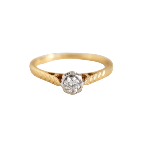 52.5 Bague solitaire diamant en or jaune 750 et or blanc 58 Facettes HJ062624