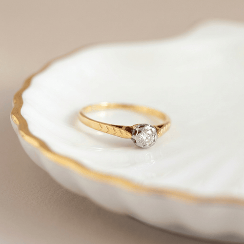 52.5 Bague solitaire diamant en or jaune 750 et or blanc 58 Facettes HJ062624