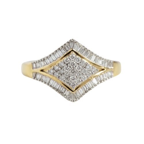 60 Bague géométrique en or jaune 585 et diamants 58 Facettes HJ062627