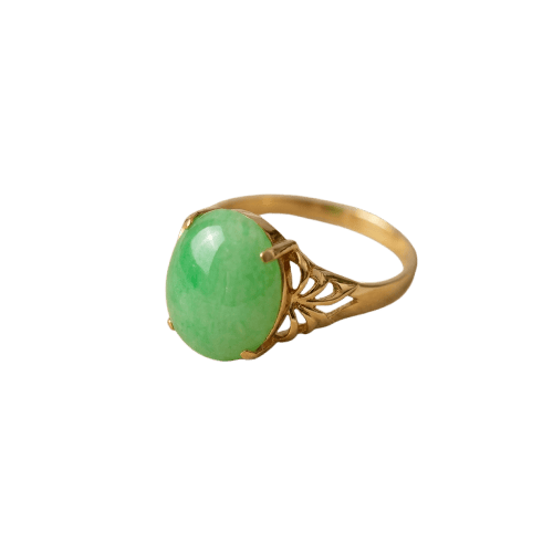 57 Bague en or jaune 750 et chrysoprase 58 Facettes HJ062633